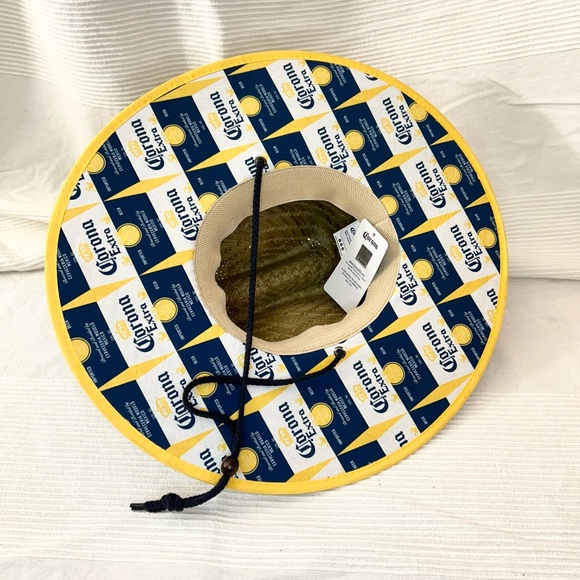Corona Extra Straw Lifeguard Hat with Repeating Label Under Brim - Picture 11 of 16